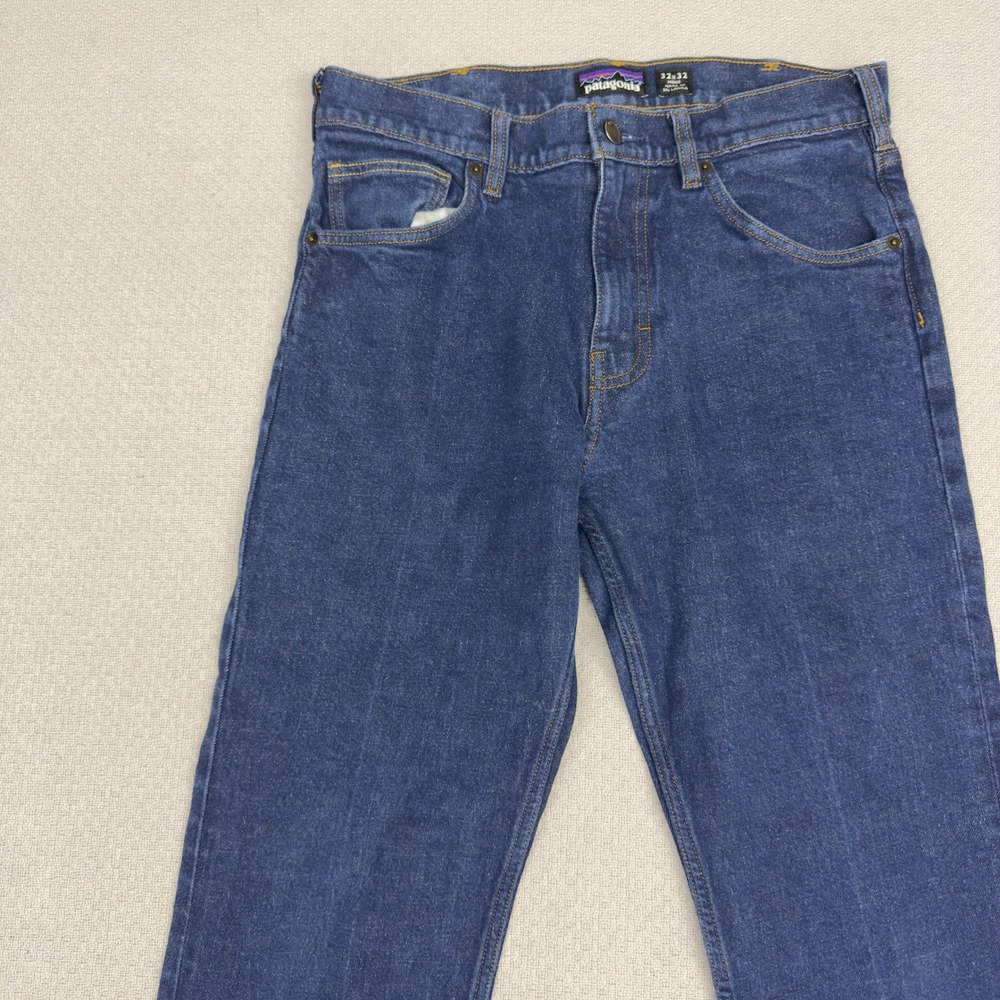 Patagonia Jeans Mens 32x32 Blue Medium Wash Straight Slim Workwear Casual - Picture 3 of 10